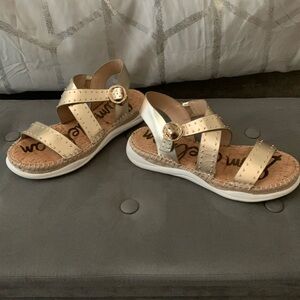 Janette Metallic-Leather Espadrille Walking Sandals